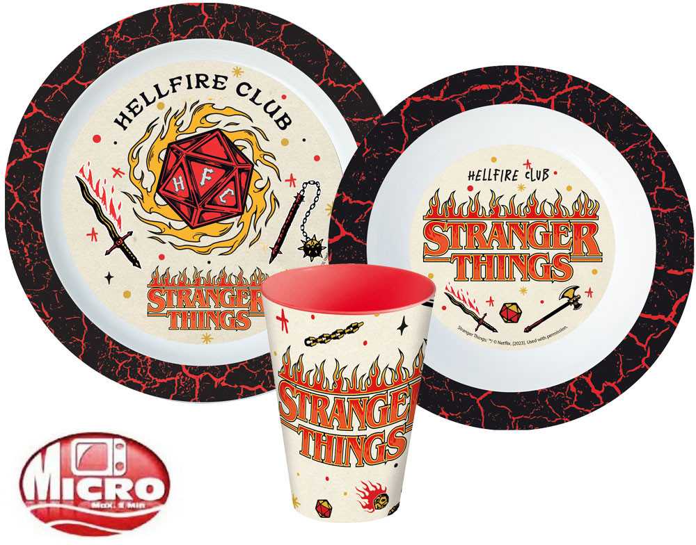 „Stranger Things“ pietų rinkinys, pagamintas iš mikroplastiko, su 260 ml puodeliu