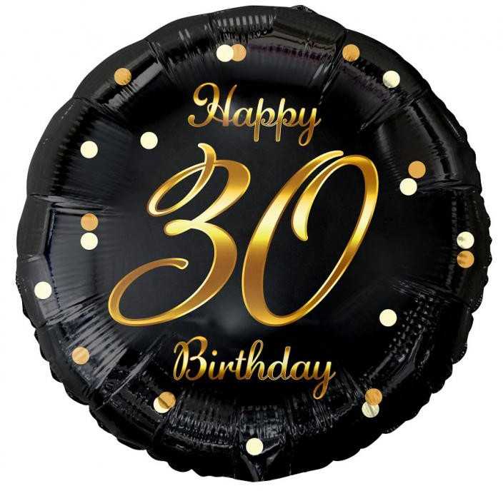 GoDan Balon foliowy B&C Happy 30 Birthday juodas-auksinis