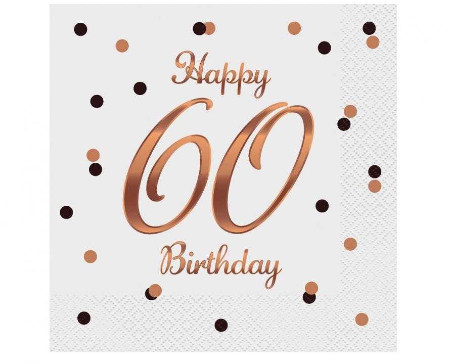 GoDan Serwetki B&C Happy 60 Birthday balta 33x33cm 20szt