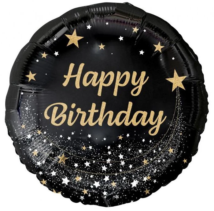 GoDan Happy Birthday folijos balionas, juodas, 18"