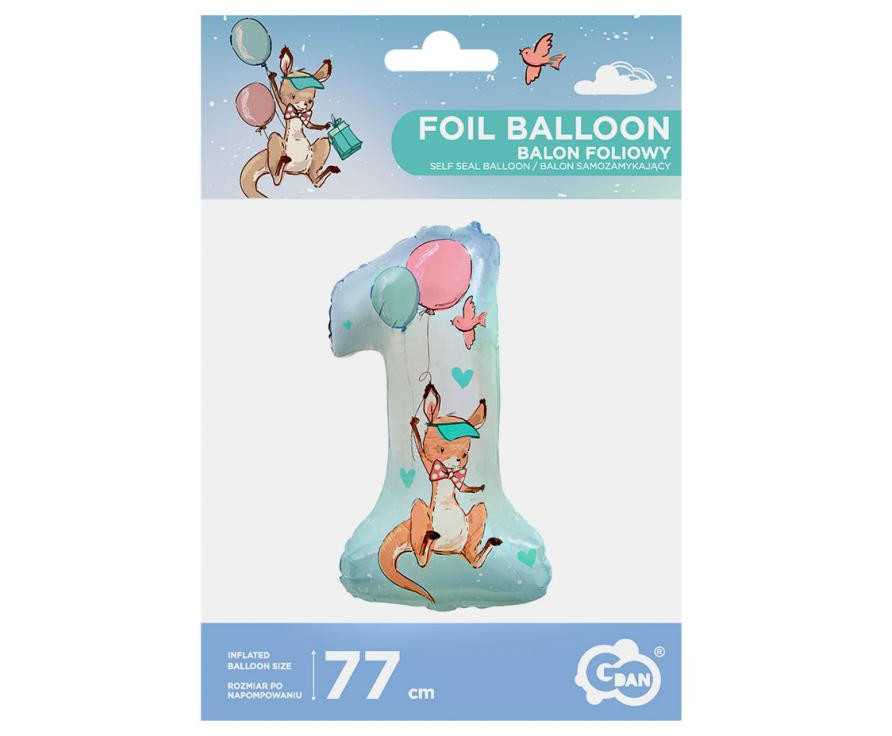 GoDan Balon foliowy Cyfra1 Kangurek 77cm FG-HSKG 47896