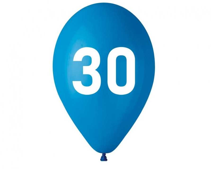 Su gimtadieniu, mėlyni, mėlyni, su gimtadieniu, 30 balionų, 5 vnt. pakuotėje, 12 colių (30 cm)