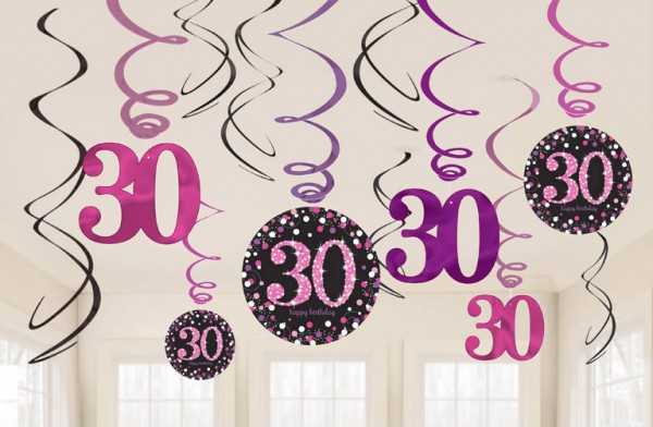 Amscan Loftspiraler 30 år Rožinė Sparkling