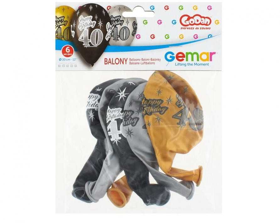Su gimtadieniu, Su gimtadieniu, 40 metalinių balionų, 6 vnt., 12 colių (30 cm)