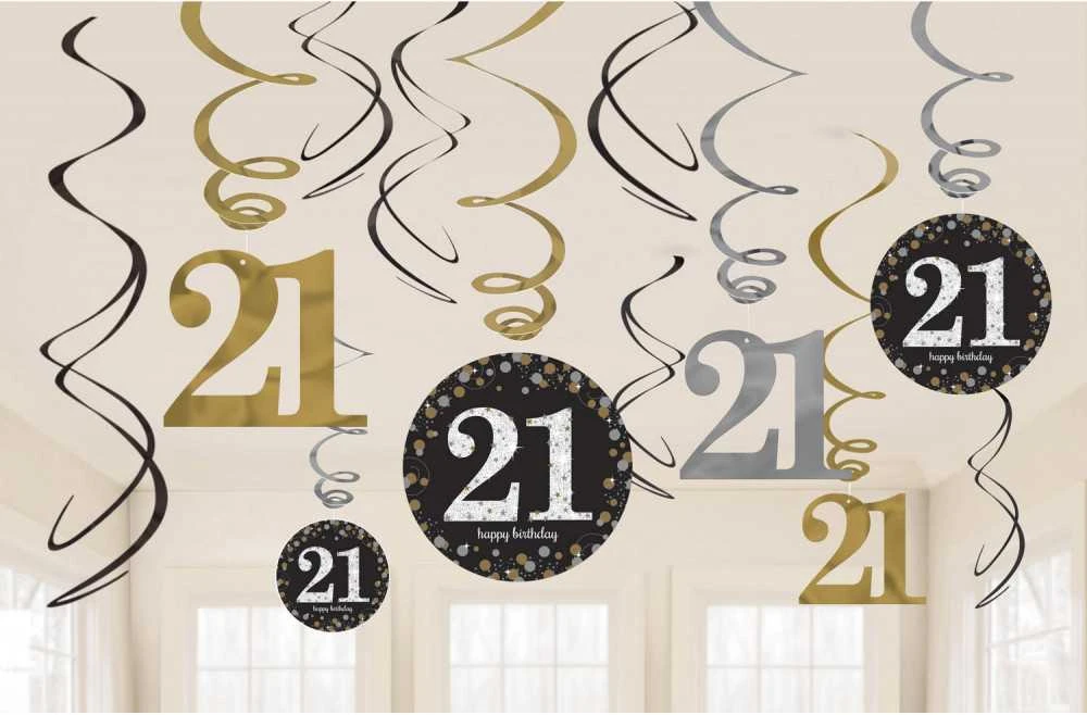 Amscan Loftspiraler 21 år Sparkling