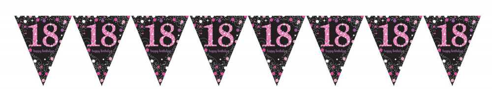 Amscan Vimpelguirlande 18 år Rožinė Sparkling