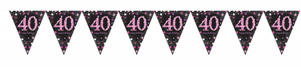 Amscan Vimpelguirlande 40 år Rožinė Sparkling