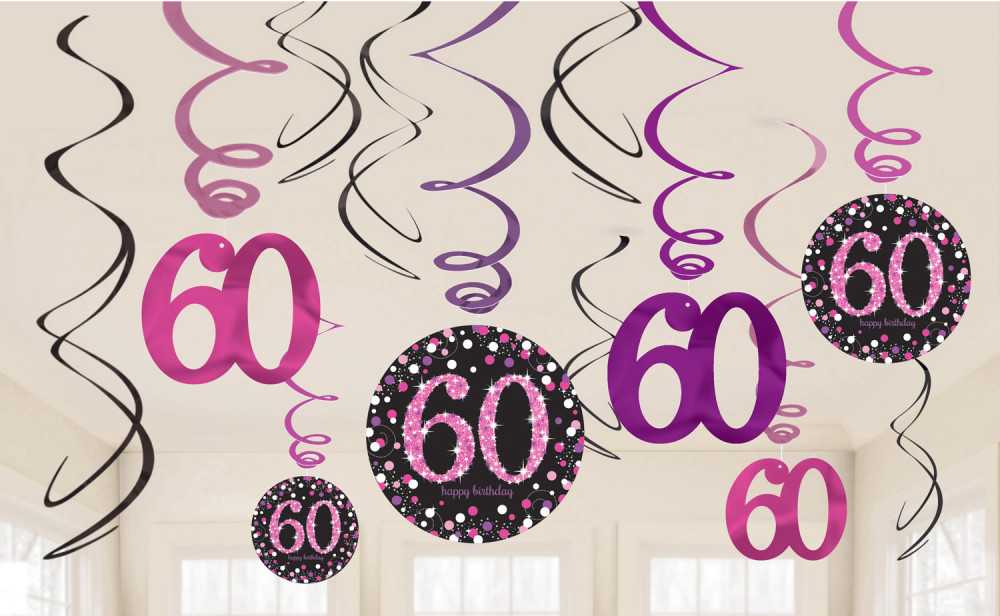 Amscan Loftspiraler 60 år Rožinė Sparkling