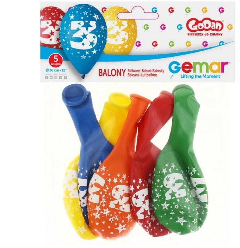 Su gimtadieniu žvaigždė Su gimtadieniu 3 balionai, 5 vnt. 12 colių (30 cm)