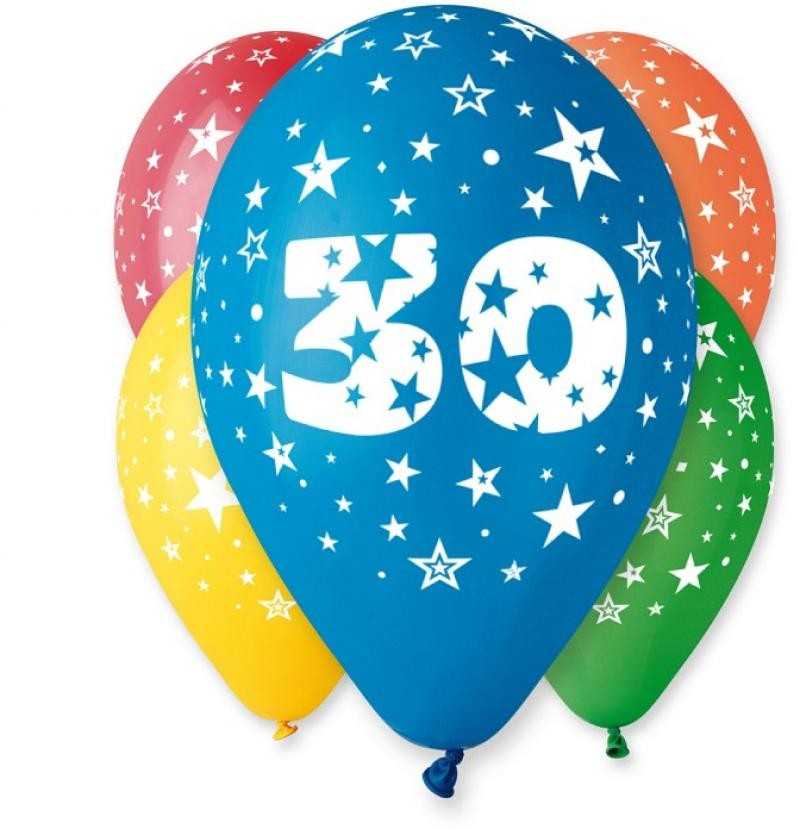 GoDan GMR Pasteliniai balionai su spauda 30 - mišrūs - 30 cm - 5 vnt. universalūs
