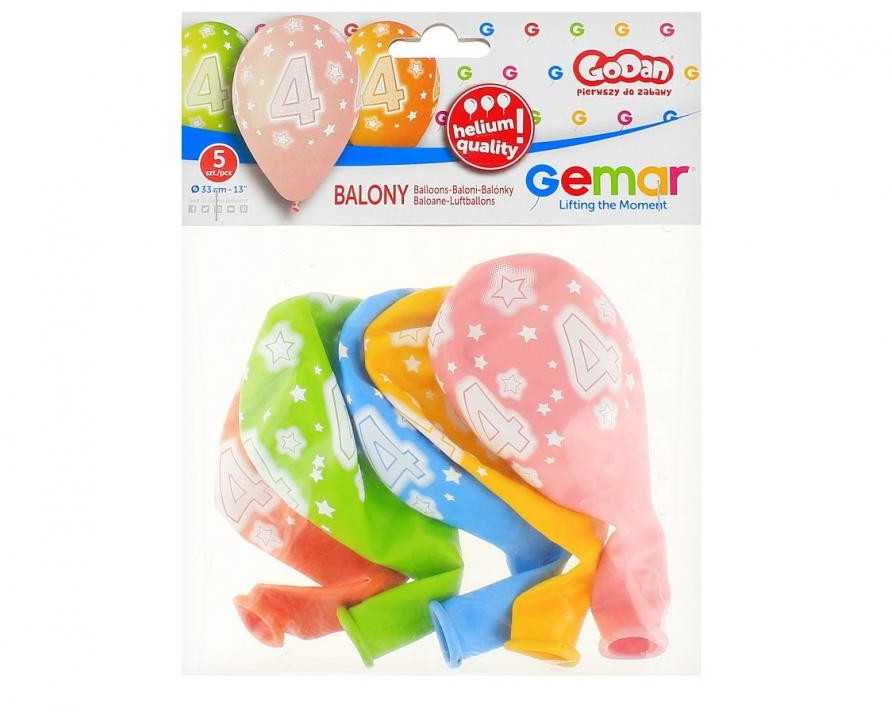 Su gimtadieniu žvaigždė Su gimtadieniu 4 balionai, 5 vnt. 13 colių (33 cm)