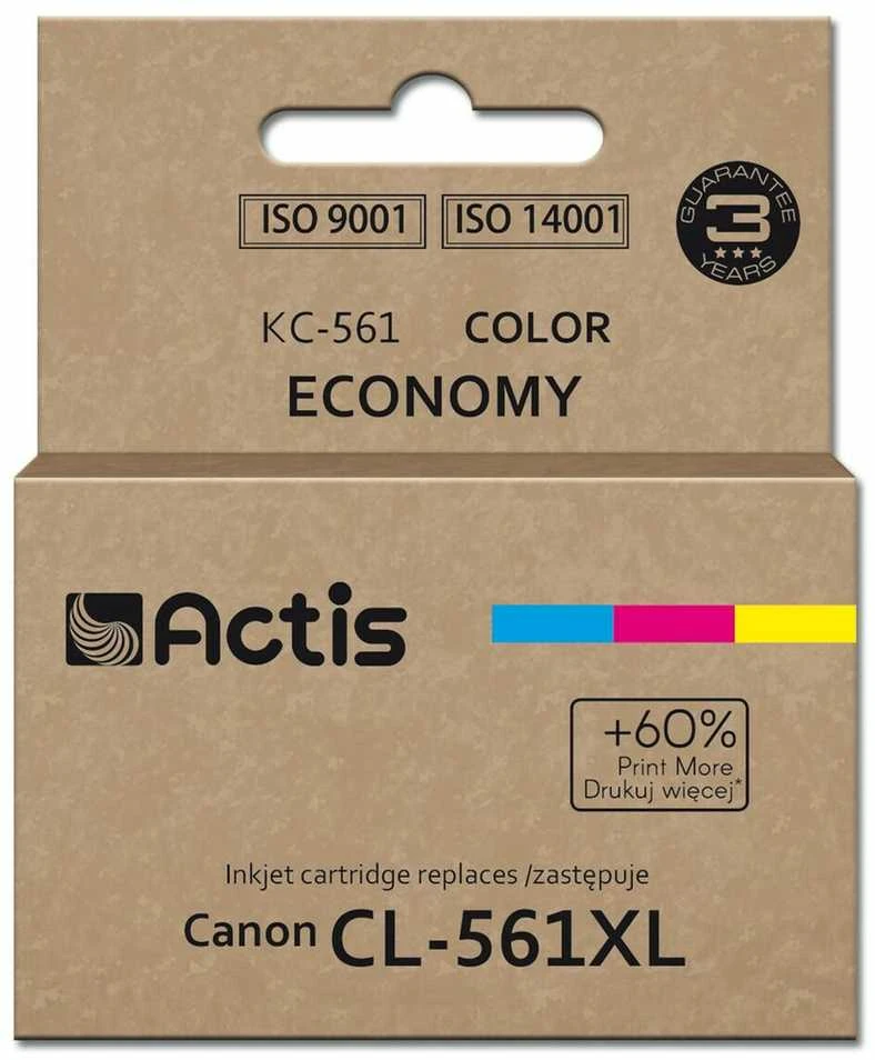 Actis KC-561 rašalas (Canon CL-561XL pakaitalas; Supreme; 18 ml; žydra, purpurinė, geltona). Spausdina 60 % daugiau nei OEM.