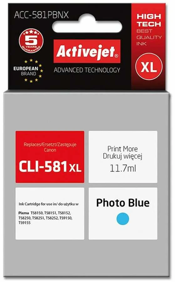 Rašalo kasetė - Activejet ACC-581PBNX suderinama su Canon CLI-581PB XL, 11,70 ml, foto cianinė