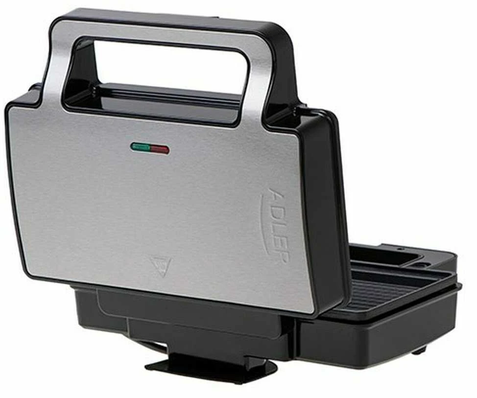 Sumuštinių keptuvas Adler sumuštinių keptuvė 2 viename | AD 3073 | 1000 W | Lentelių skaičius 2 | Nerūdijantis plienas/Juodas