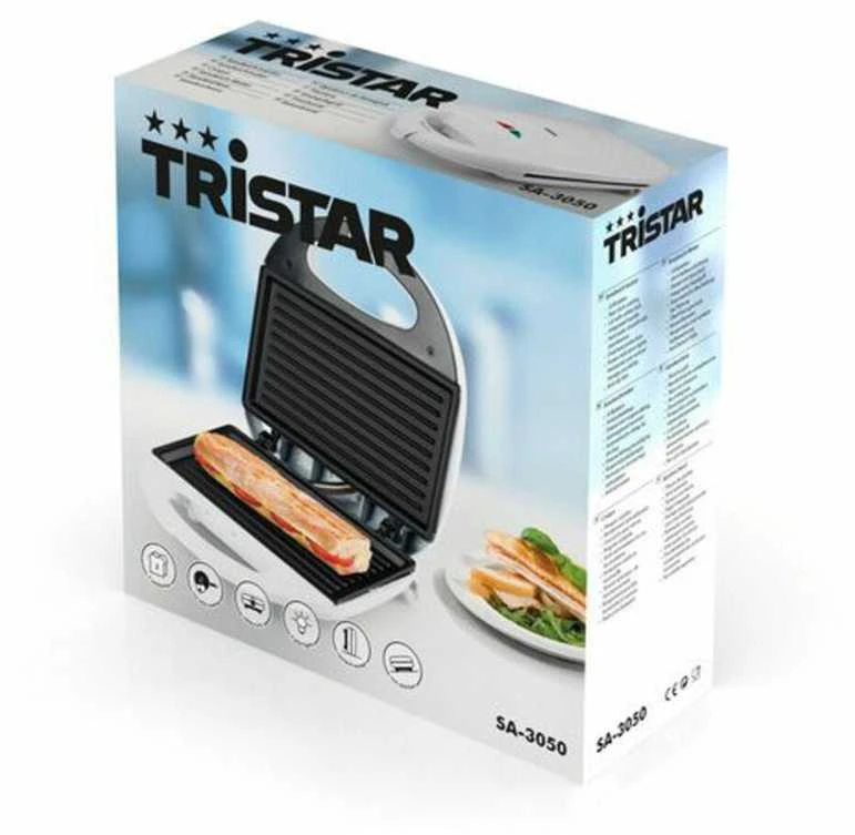 Sumuštinių keptuvas Tristar | Sumuštinių keptuvė | SA-3050 | 750 W | Lentelių skaičius 1 | Kepinių skaičius 2 | Baltas