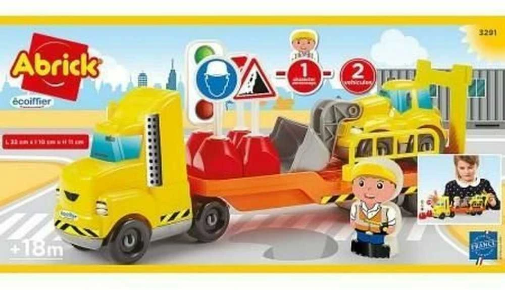 Ecoiffier Žaislinis sunkvežimis su kelių statybos rinkiniu