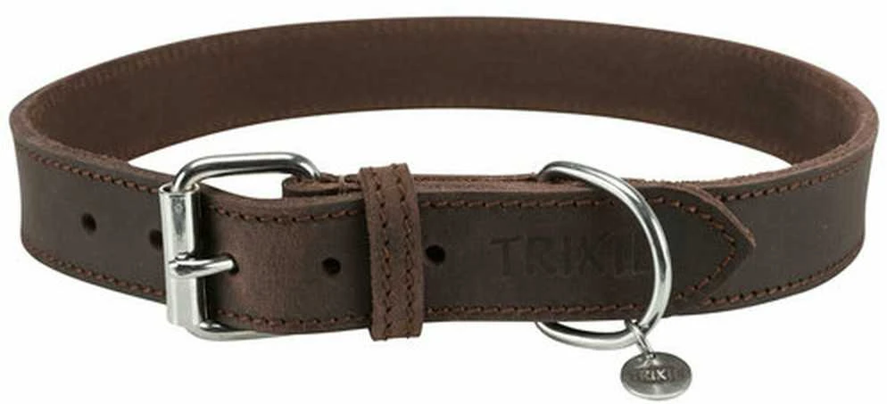 TRIXIE Rustic rieb. odos antkaklis, L-XL 57-66cm/30mm, tams. rudas