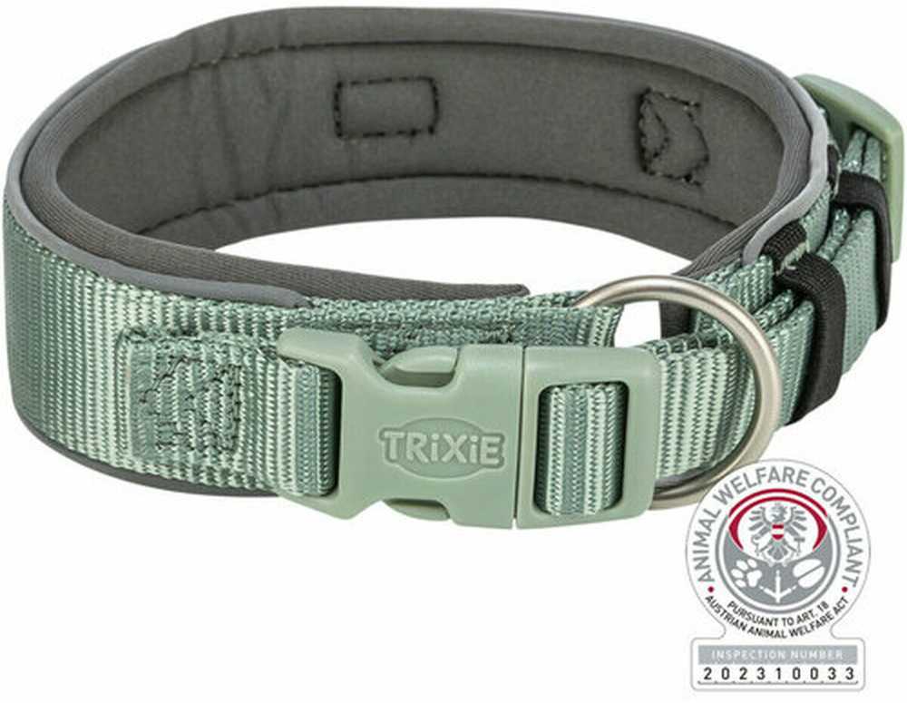 TRIXIE Premium antkaklis, l. platus, L-XL: 53-62 cm/50 mm, šalavijo/grafito