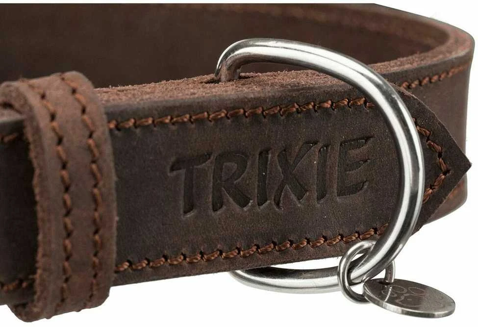 TRIXIE Rustic rieb. odos antkaklis, L 48-56cm/30mm, tams. rudas