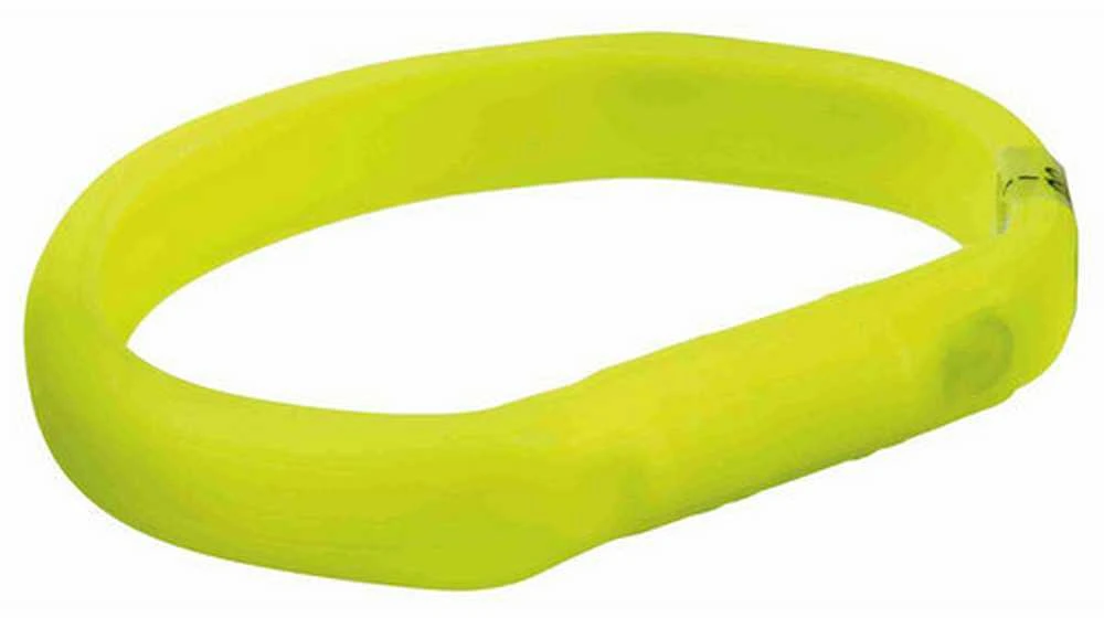 Trixie LED antkaklis USB, platus, silikonas, M-L: 50 cm/18 mm, žalias