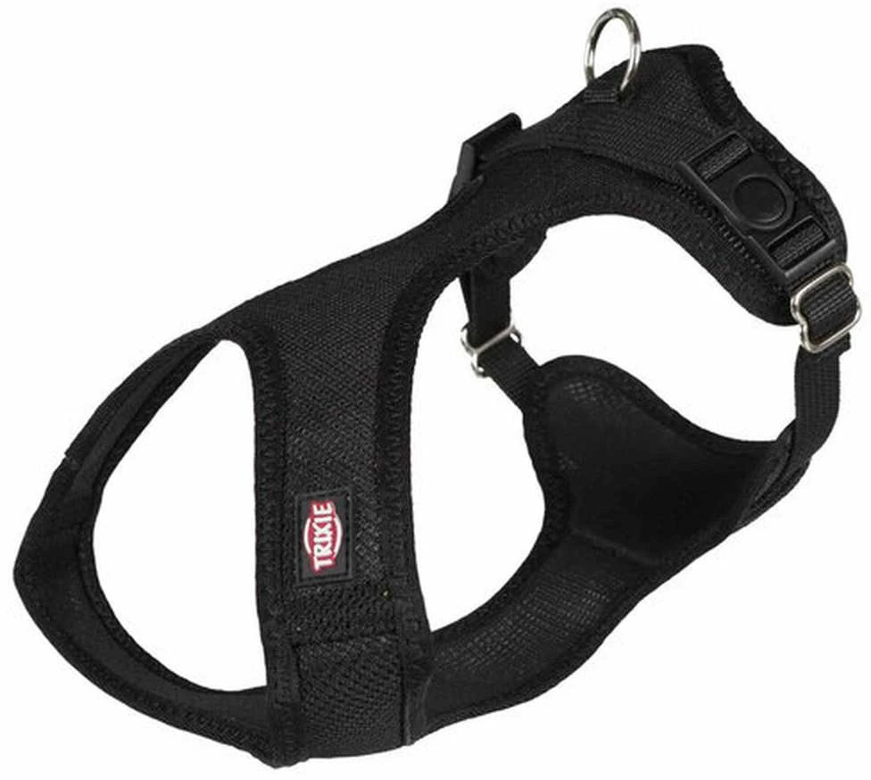 TRIXIE Comfort Soft touring petnešos, S-M 35-60cm/20mm, juodos