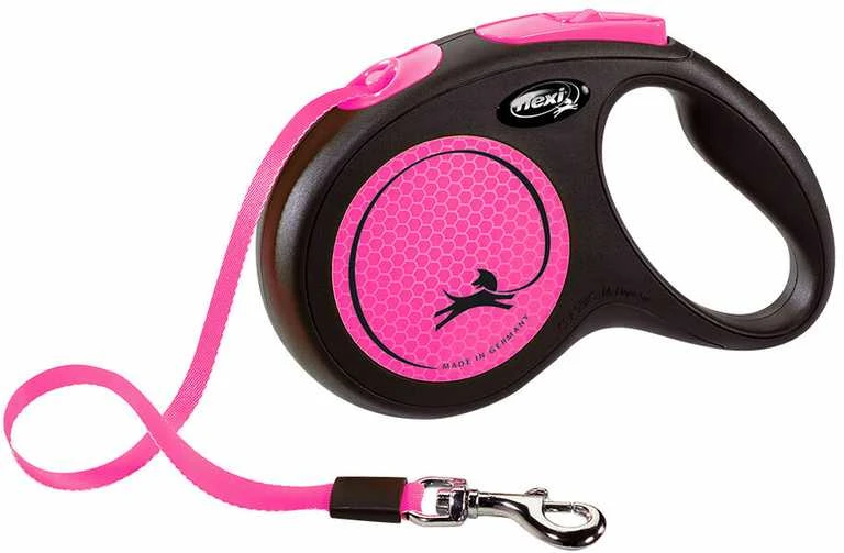 FLEXI New Neon Tape rožinis pavadėlis S-5m iki 15kg