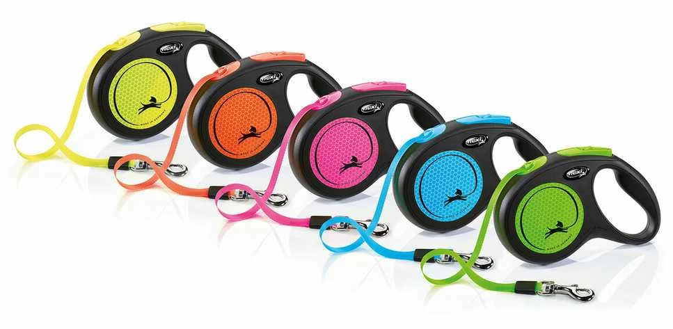 FLEXI New Neon Tape rožinis pavadėlis S-5m iki 15kg