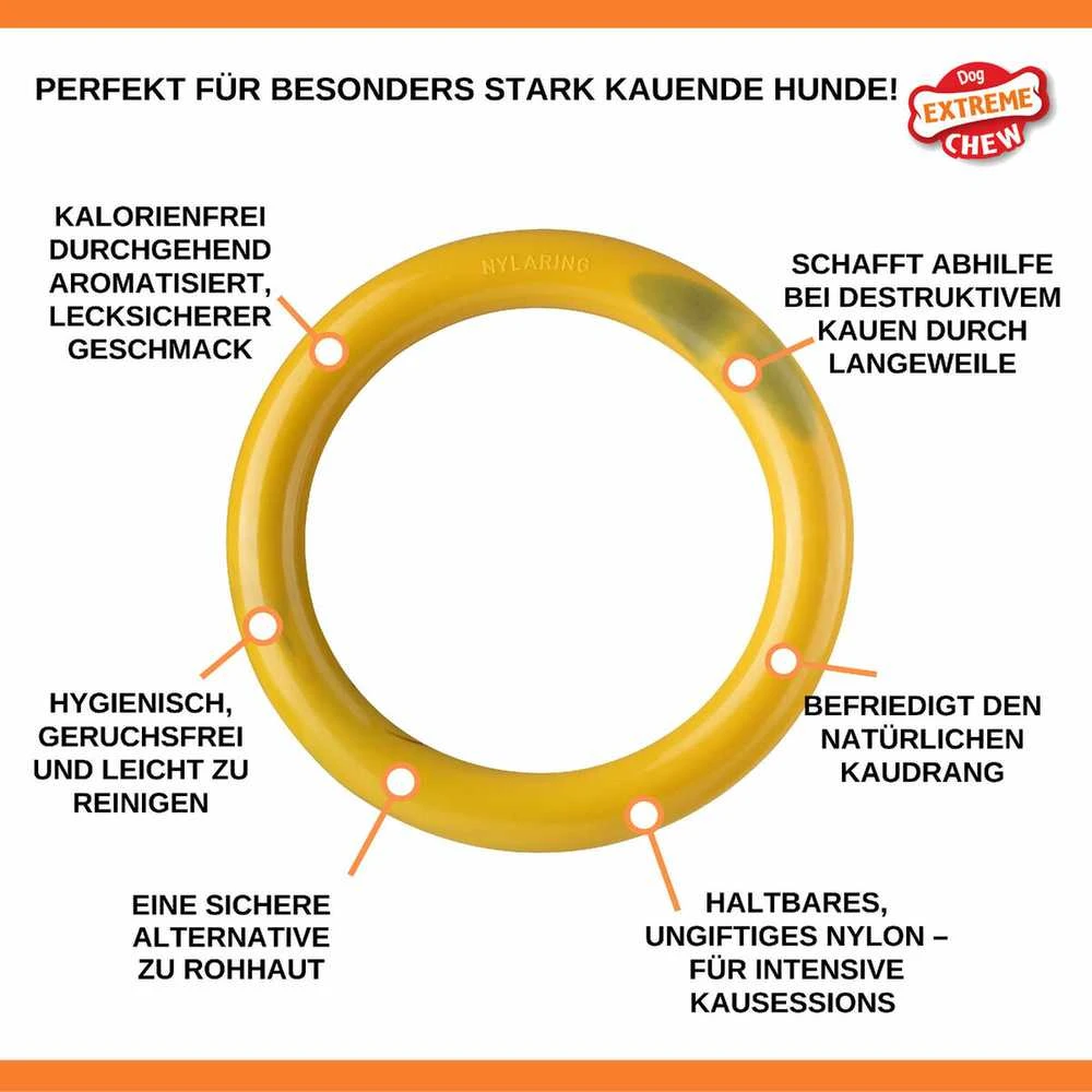 Nylabone Extreme Ring Chew L – Patvarus sūrio ir šoninės skonio kramtomasis žaislas, didelis dydis