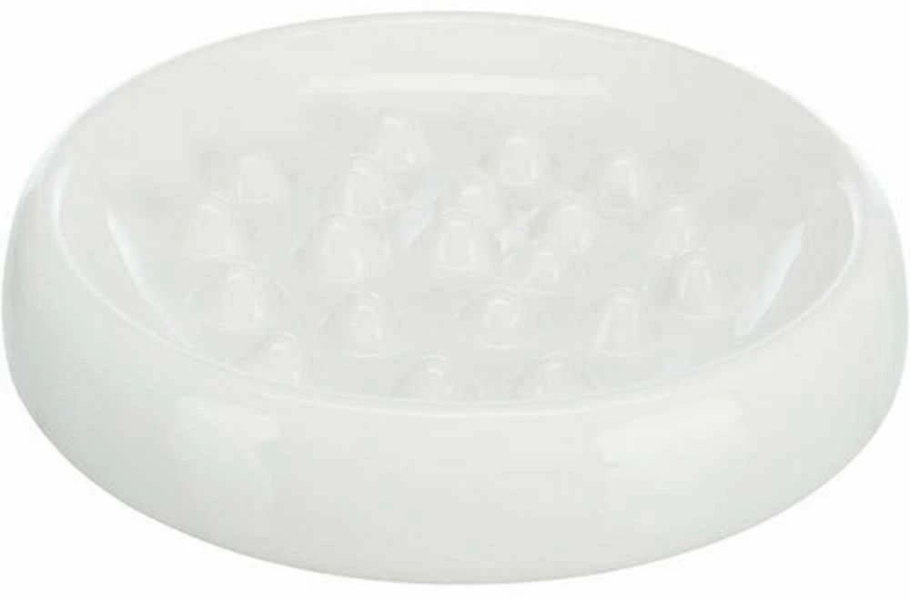 Trixie Lėtas pašarų, dubuo, katėms, balta, keramikos, 0,25l / 18 cm, apsaugo vienu metu rijimo maisto