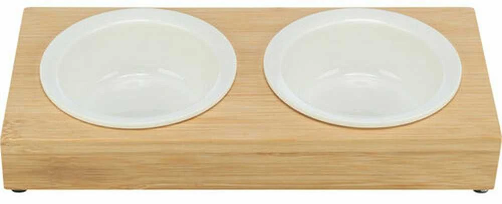 Bļoda dzīvniekiem, keramika - Trixie Bowl set, ceramic/bamboo, 2×0.25 l/ø 12cm/30×5×14 cm