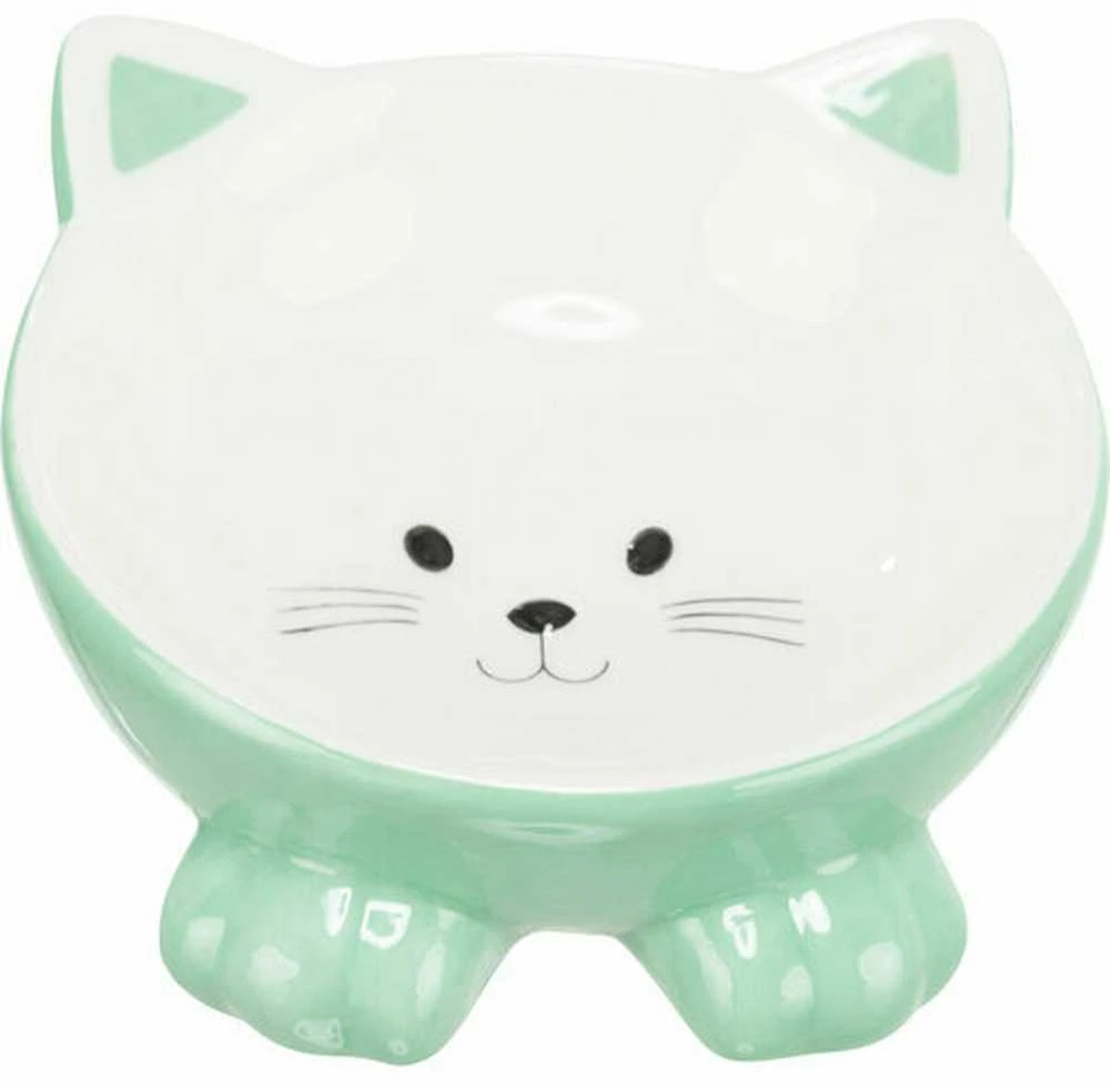 TRIXIE gyvūnų augintinių dubenėlis, keramikinis, katės formos, 0.15 l/ø 14 cm
