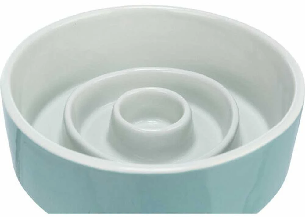 Trixie Slow Feeding, keraminis dubuo, šuniui/katei, pilka/mėlyna, 0,45 l/? 14 cm, sulėtindamas maistą