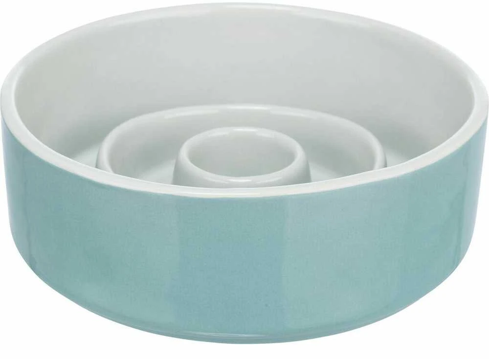 Trixie Slow Feeding, keraminis dubuo, šuniui/katei, pilka/mėlyna, 0,45 l/? 14 cm, sulėtindamas maistą