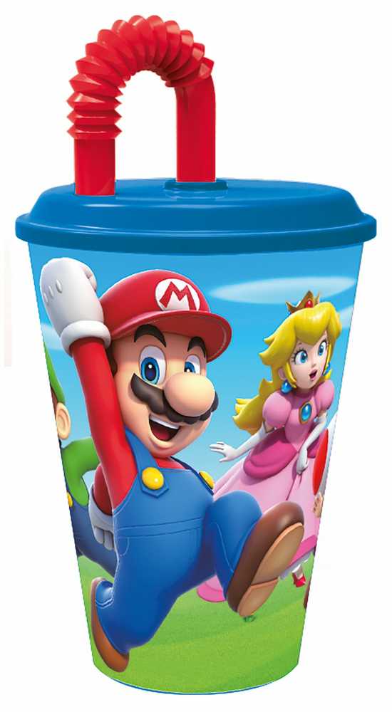 Super Mario puodelis su šiaudeliu 430 ml