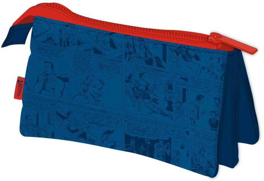 Supermeno komiksų pieštukų dėklas su 3 skyriais, 21 cm