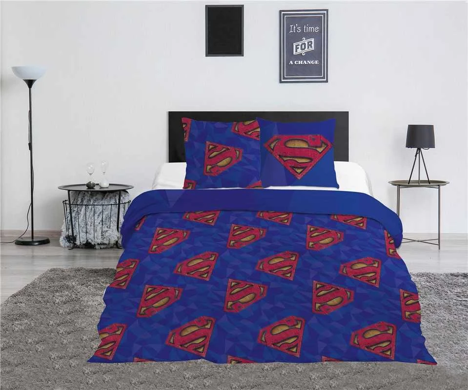 Supermeno mėlyna dvigulė antklodės užvalkalas 240–220 cm, 65 x 65 cm