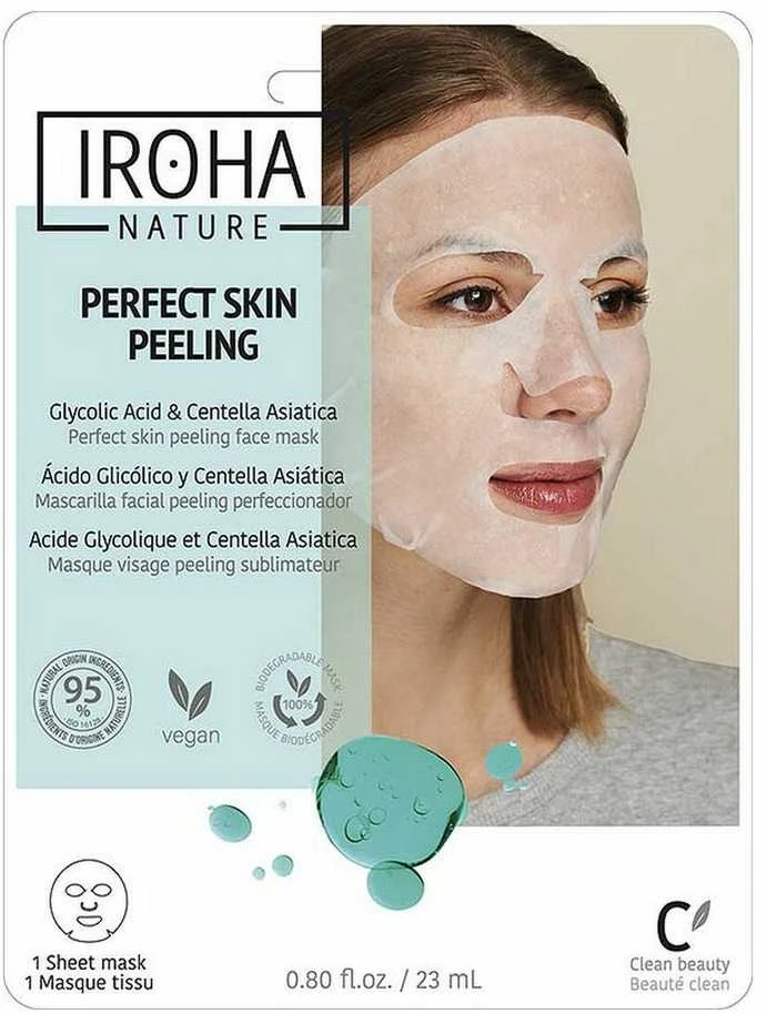 Veido kaukė Iroha Tissue Face Mask With Glycolic Acid & Centella, su glikolio rūgštimi ir Azijine centele, 23 ml