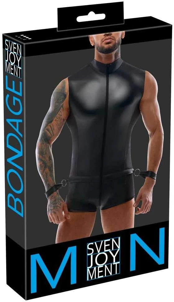 Svenjoyment Bondage Vyriškas kombinezonas ir rankogaliai L