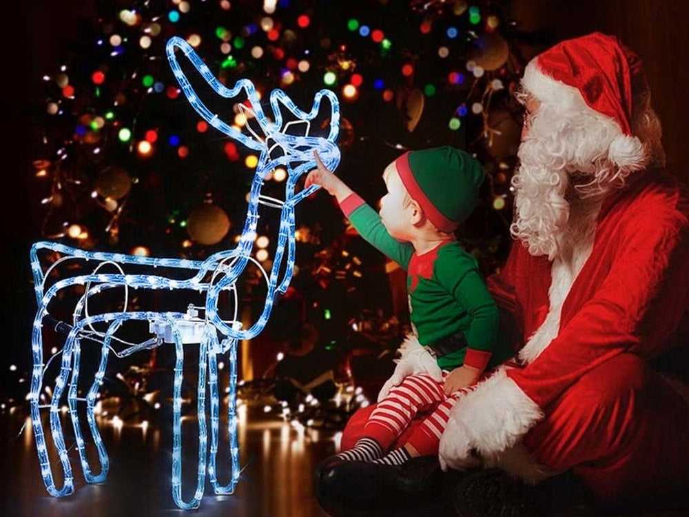 Šviečiantis elnias su 216 LED ir judančia galva, 80x93x41 cm