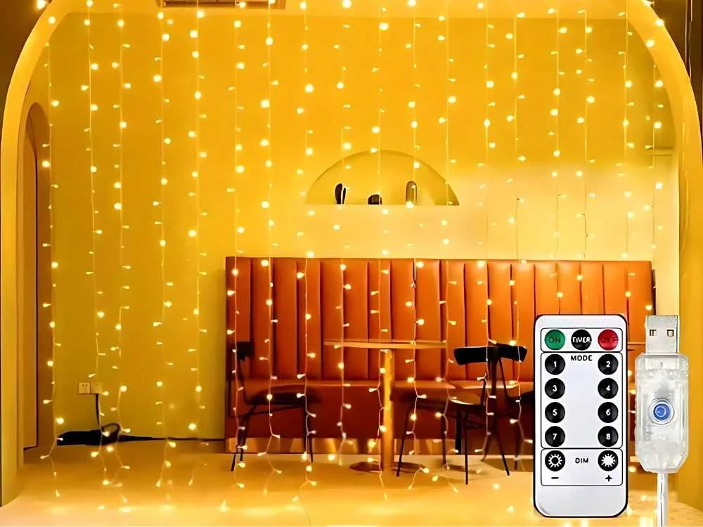 Šventinė girlianda 300 LED lemputės, 3 m, šilta balta