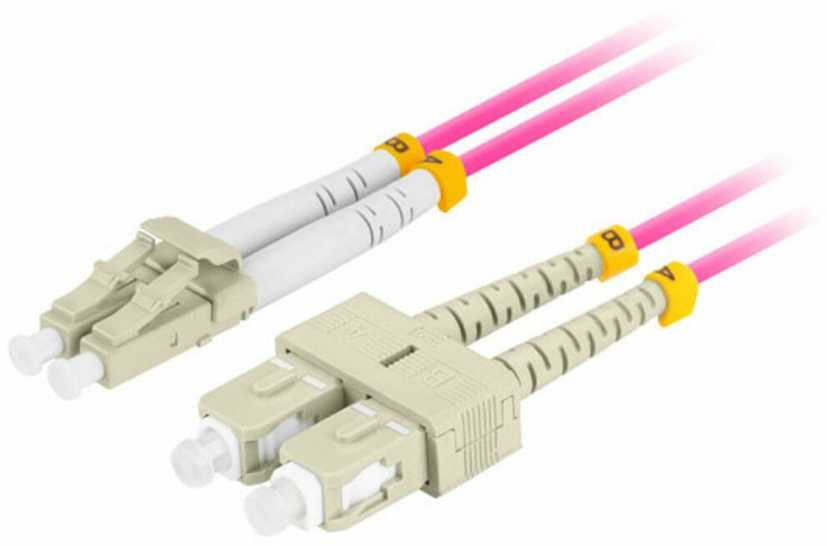 FIBER OPTIC PATCHCORD MM LC/UPC-SC/UPC DUPLEX 3.0MM OM4 50/125 LSZH 1M PURPLE LANBERG