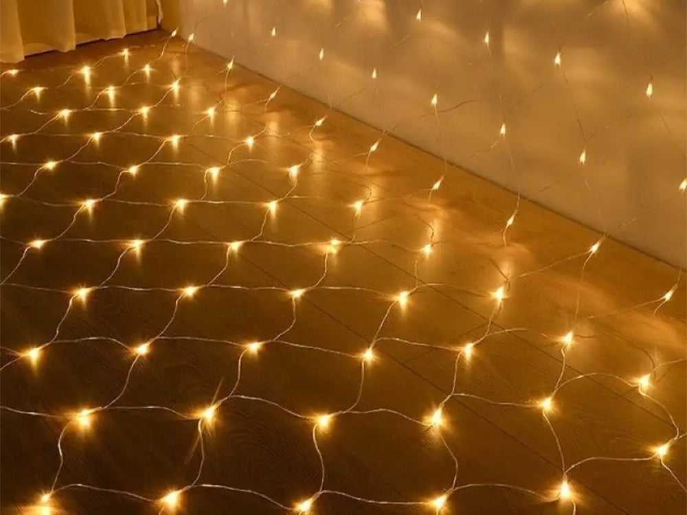 Šviesos ekrano užuolaida 160 LED kalėdinių lempučių USB pilotas baltai balta 2x2,6m