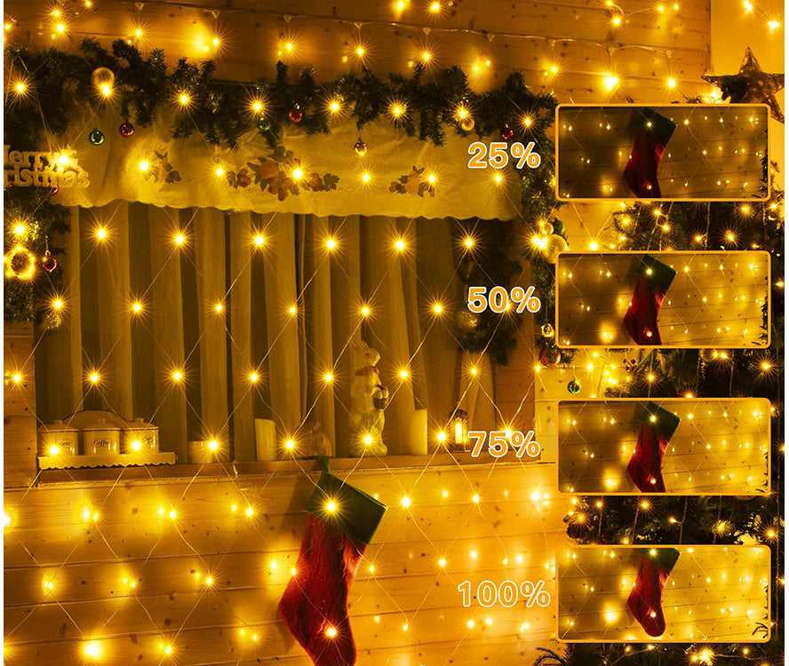 Šviesos ekrano užuolaida 160 LED kalėdinių lempučių USB pilotas baltai balta 2x2,6m