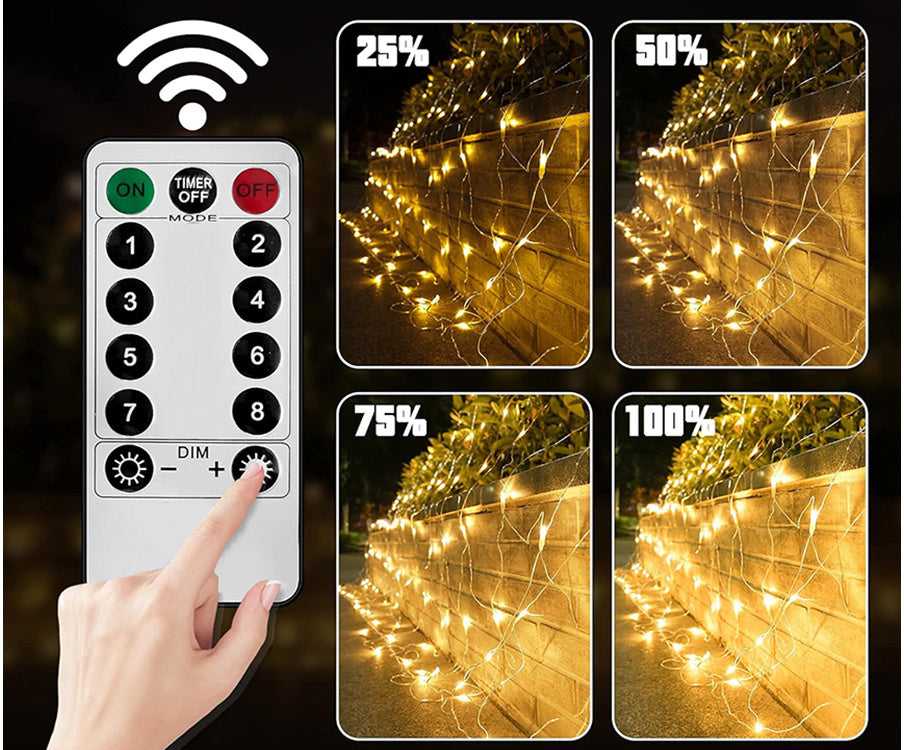 Šviesos ekrano užuolaida 160 LED kalėdinių lempučių USB pilotas baltai balta 2x2,6m