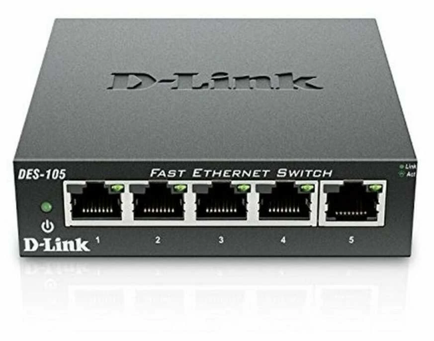 Šakotuvas D-LINK 5 prievadų 10/100 metalinio korpuso stalinio kompiuterio jungiklis