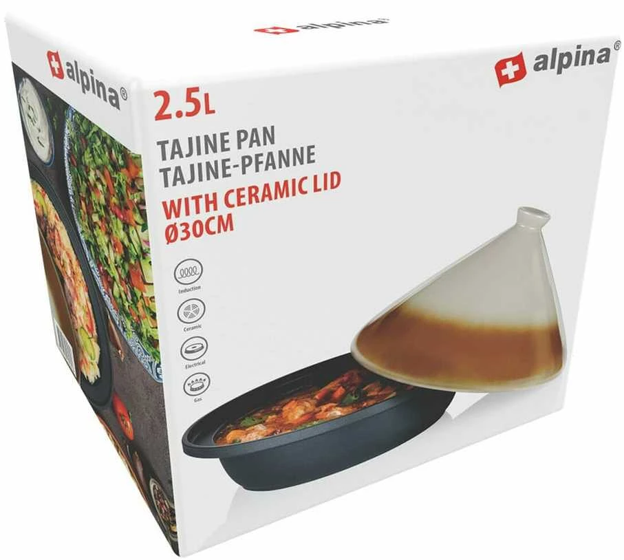 Alpina - Tajine troškinys puodas su keraminiu kūginiu dangčiu 30x25 cm 2,5 l