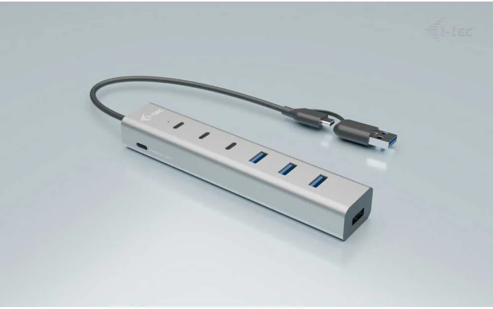I-tec Hub USB-C/USB-A įkrovimo metalinis šakotuvas, 7 jungtys