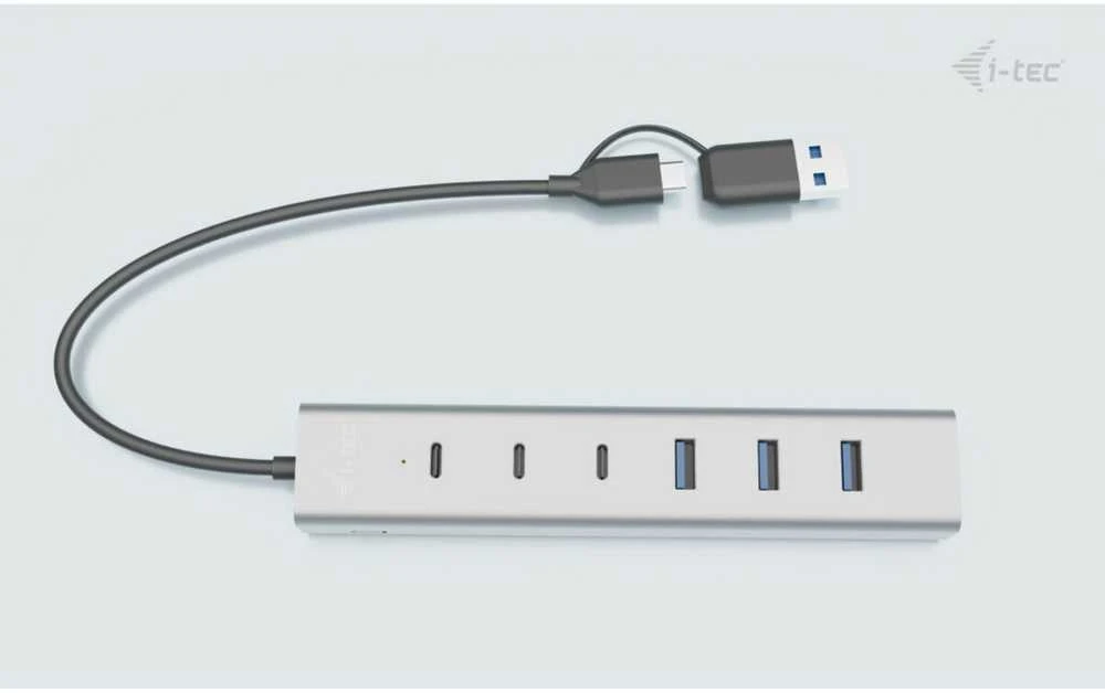 I-tec Hub USB-C/USB-A įkrovimo metalinis šakotuvas, 7 jungtys