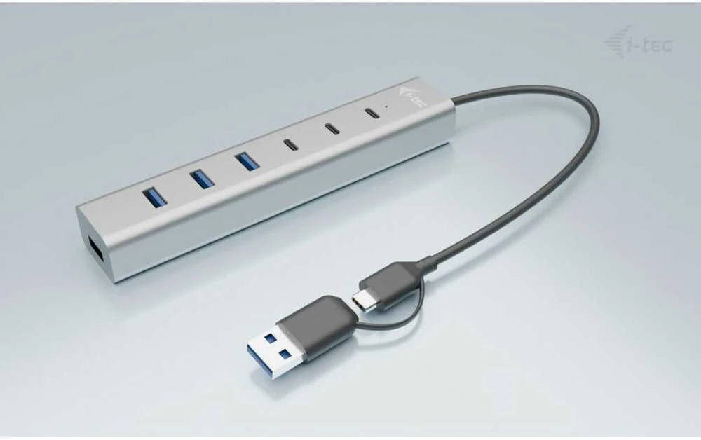 I-tec Hub USB-C/USB-A įkrovimo metalinis šakotuvas, 7 jungtys