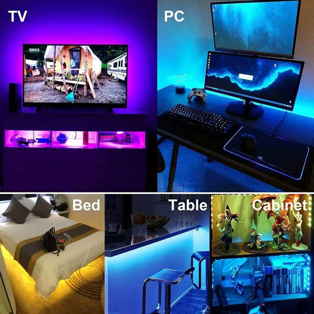 ZD4D Išmaniojo (Smart TV) ir televizoriaus priedas LED juostelė televizoriaus apšvietimui RGB 4x50cm